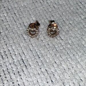 Authentic Pandora Rose Gold and Silver Heart Earrings